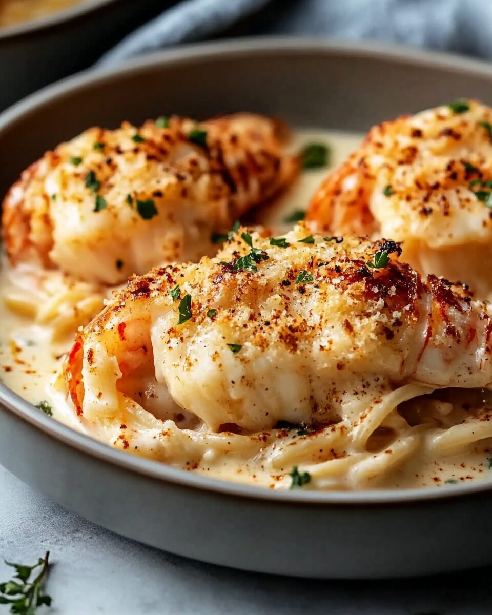 Creamy Garlic Parmesan Lobster Tails with Alfredo Sauce