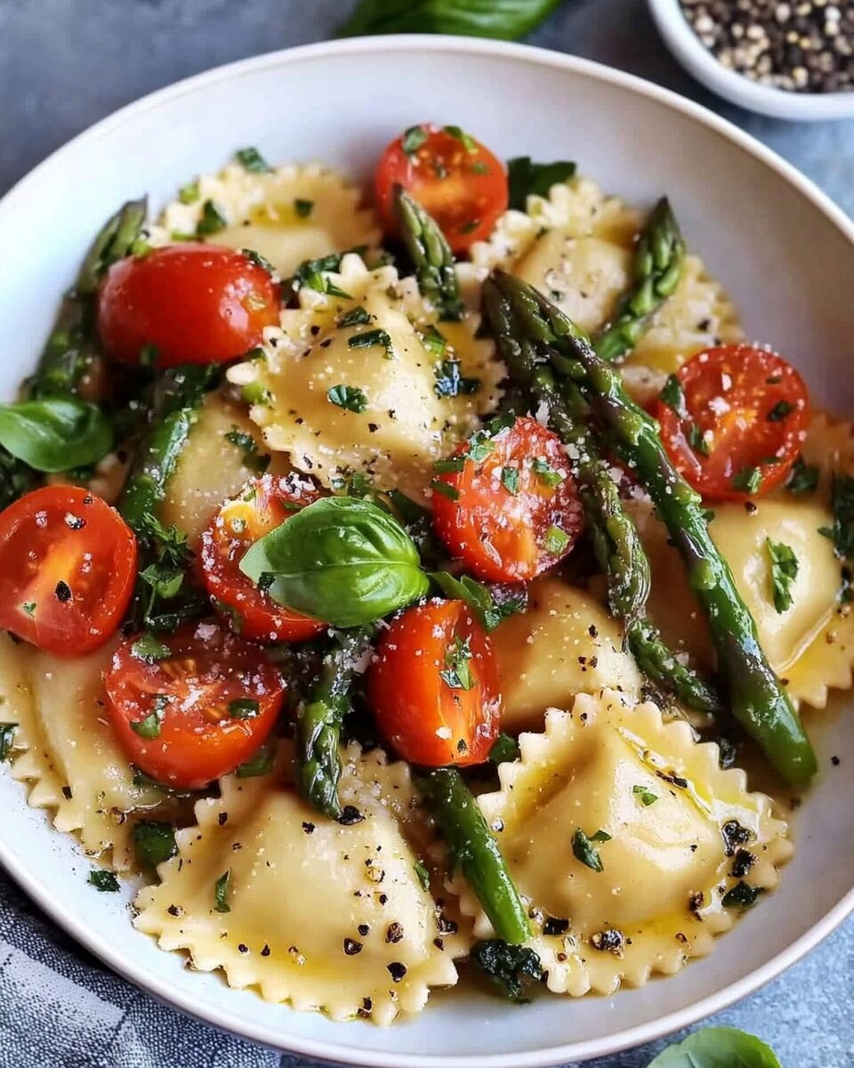 Ravioli with Tomatoes, Asparagus, Garlic, and Herbs 2 Ravioli with Tomatoes, Asparagus, Garlic, and Herbs