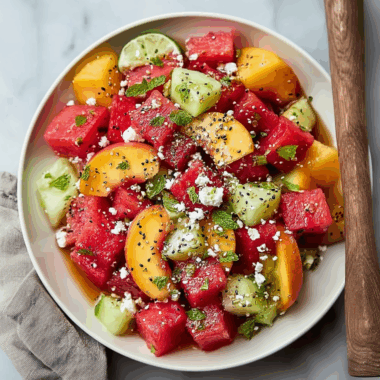 Summer Peach Watermelon Salad 2 Summer Peach Watermelon Salad