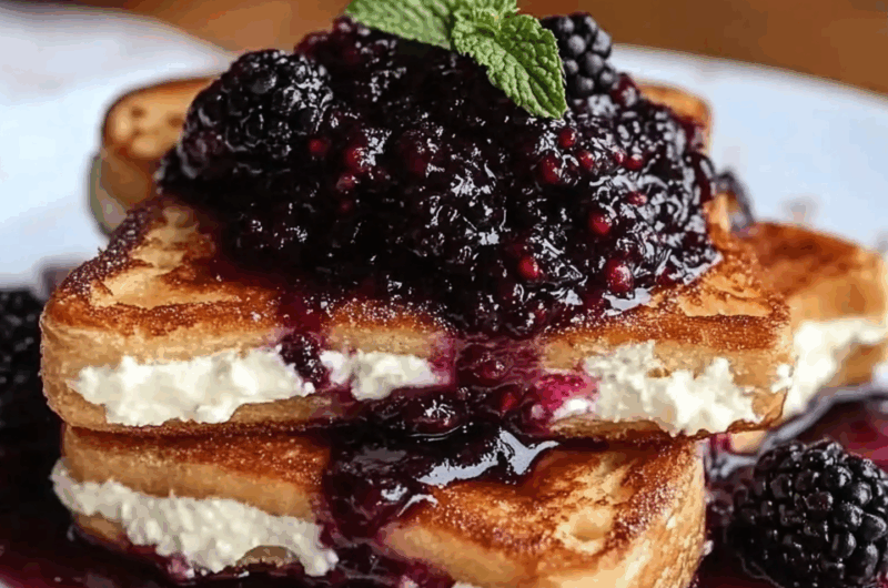 Cream Cheese Stuffed French Toast with Blackberry