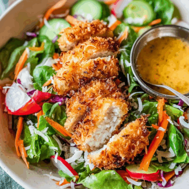 Coconut Chicken Salad with Warm Honey Mustard Vinaigrette 3 Coconut Chicken Salad with Warm Honey Mustard Vinaigrette