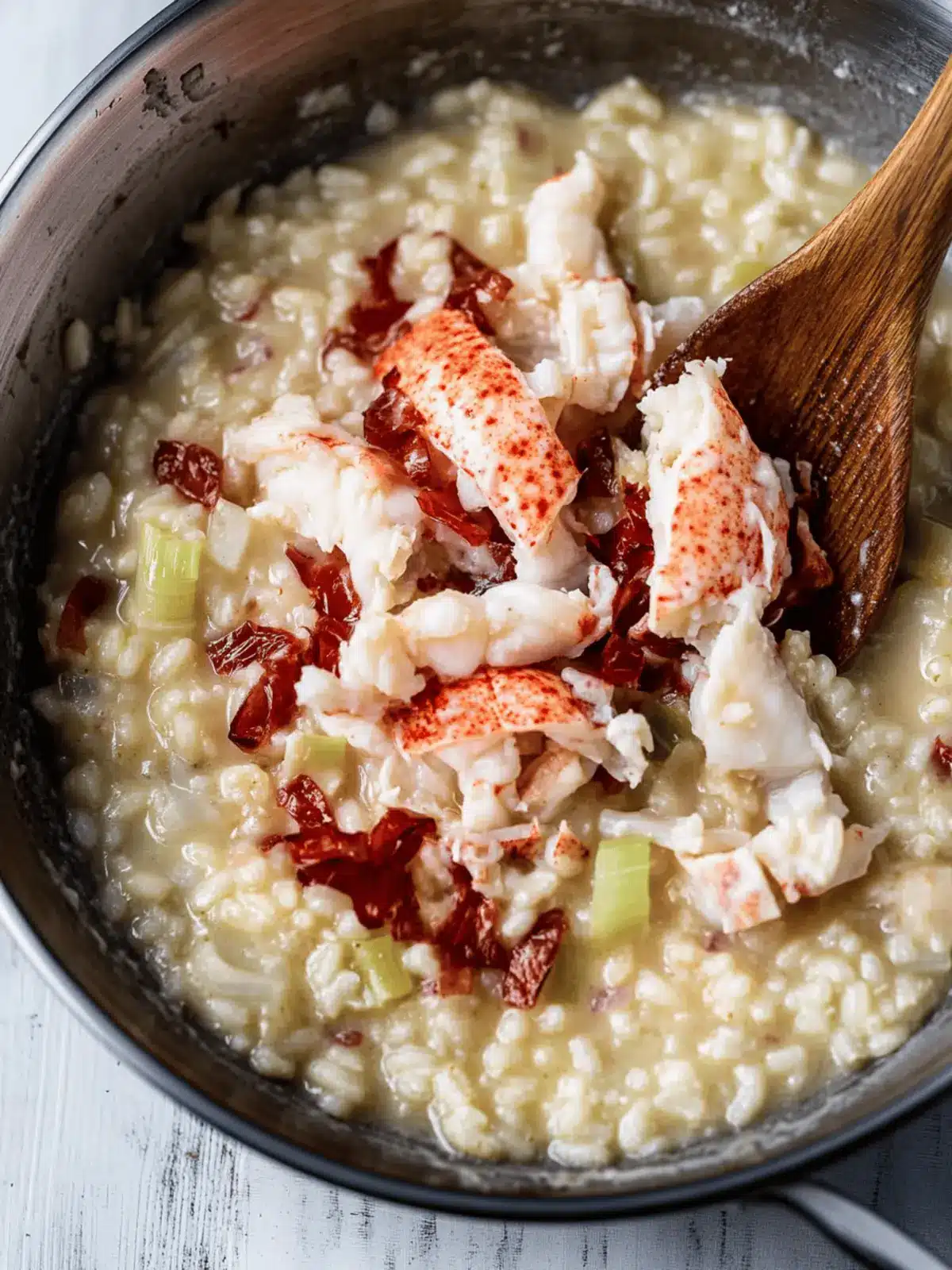 Maine Lobster Risotto with Gouda & Sautéed Leeks: Pure Comfort 3 Maine Lobster Risotto with Sautéed Leeks & Gouda
