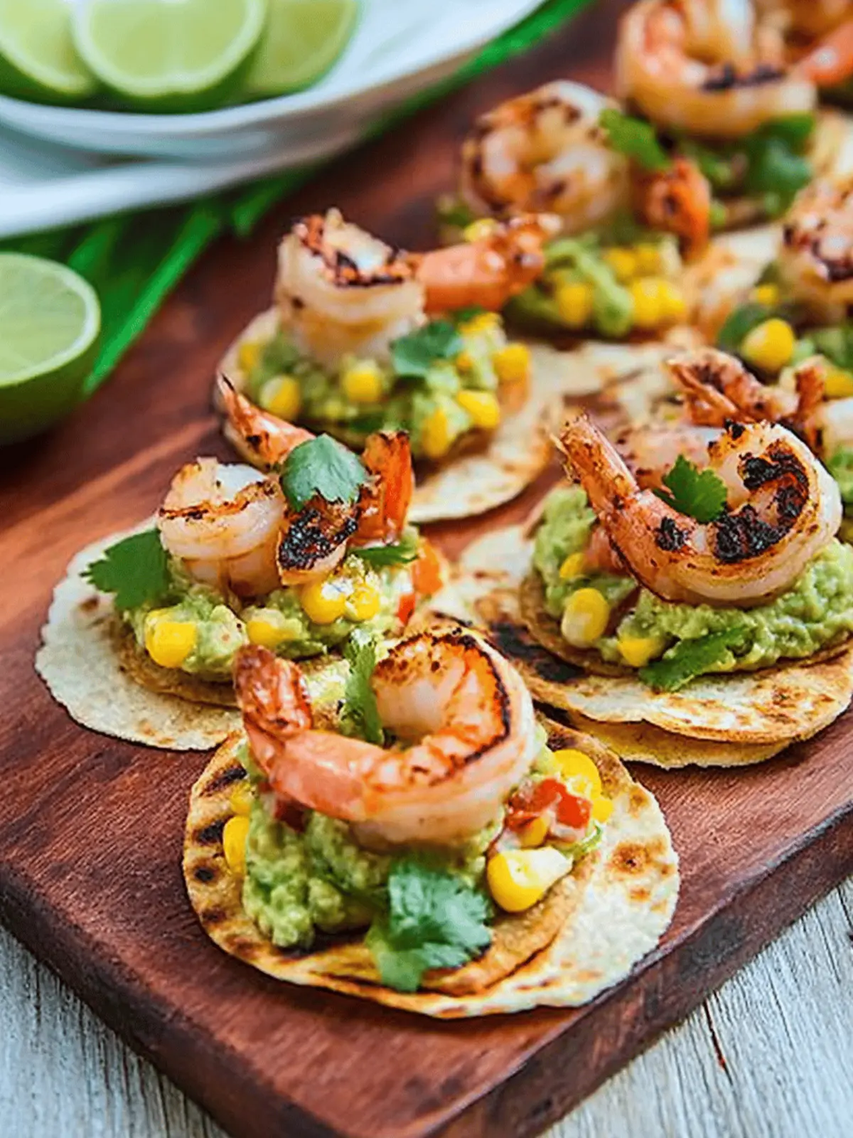 Chipotle Lime Grilled Shrimp and Corn Guacamole Tostadas Bliss 5 Chipotle Lime Grilled Shrimp and Corn Guacamole Mini Tostadas