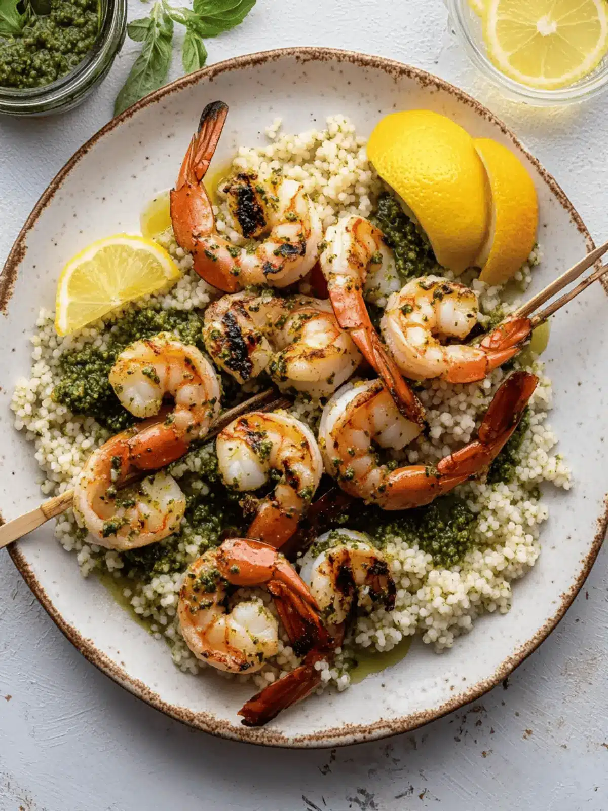 Grilled Lemon Shrimp with Pesto Couscous for Easy Summer Nights 2 Grilled Lemon Shrimp with Pesto Couscous