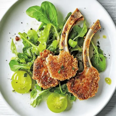 Pepper And Parmesan Crusted Lamb Cutlets With Fresh Green Tomato Salad 10 Pepper And Parmesan Crusted Lamb Cutlets With Green Tomato Salad