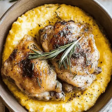 Savory Rosemary Chicken Thighs with Creamy Cacio e Pepe Polenta 10 Rosemary Chicken Thighs with Cacio e Pepe Polenta