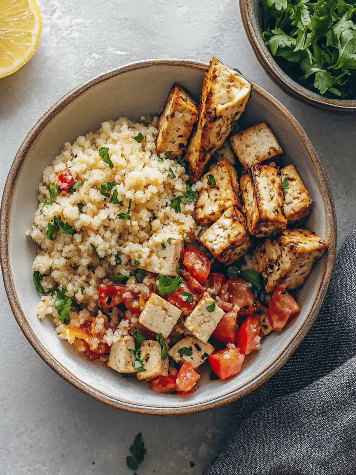 Mediterranean Herbed Lemon Tofu and Couscous Bowl You'll Love 5 Mediterranean Herbed Lemon Tofu and Couscous Bowl
