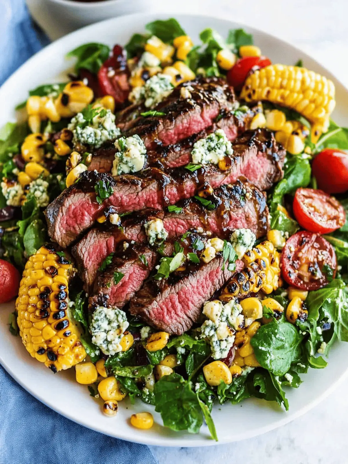 Balsamic Steak Gorgonzola Salad with Grilled Corn Delight 2 Balsamic Steak Gorgonzola Salad with Grilled Corn