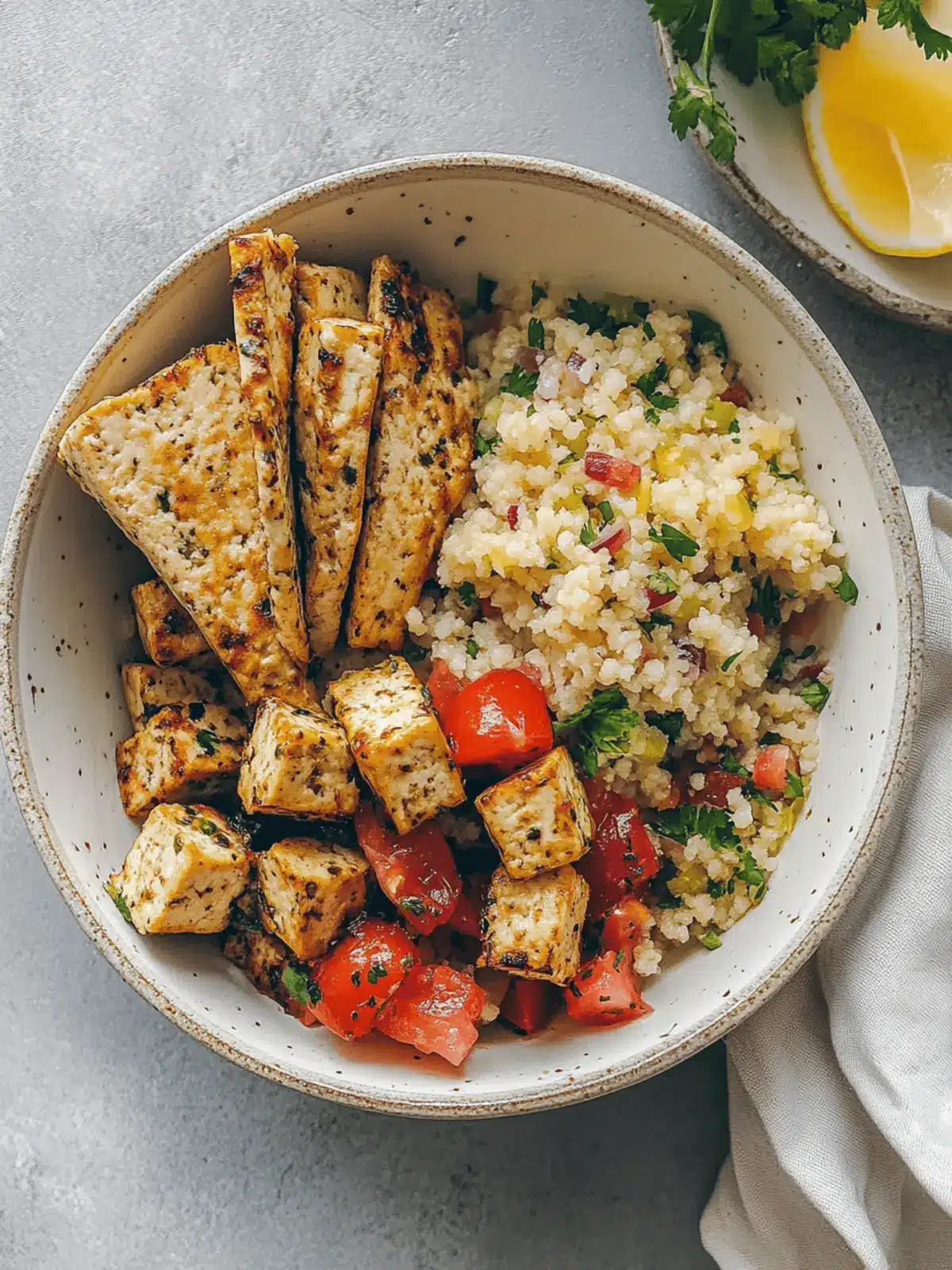 Mediterranean Herbed Lemon Tofu and Couscous Bowl You'll Love 3 Mediterranean Herbed Lemon Tofu and Couscous Bowl