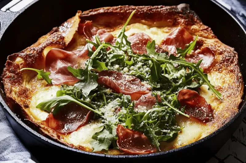 Prosciutto Mozzarella Arugula Dutch Baby