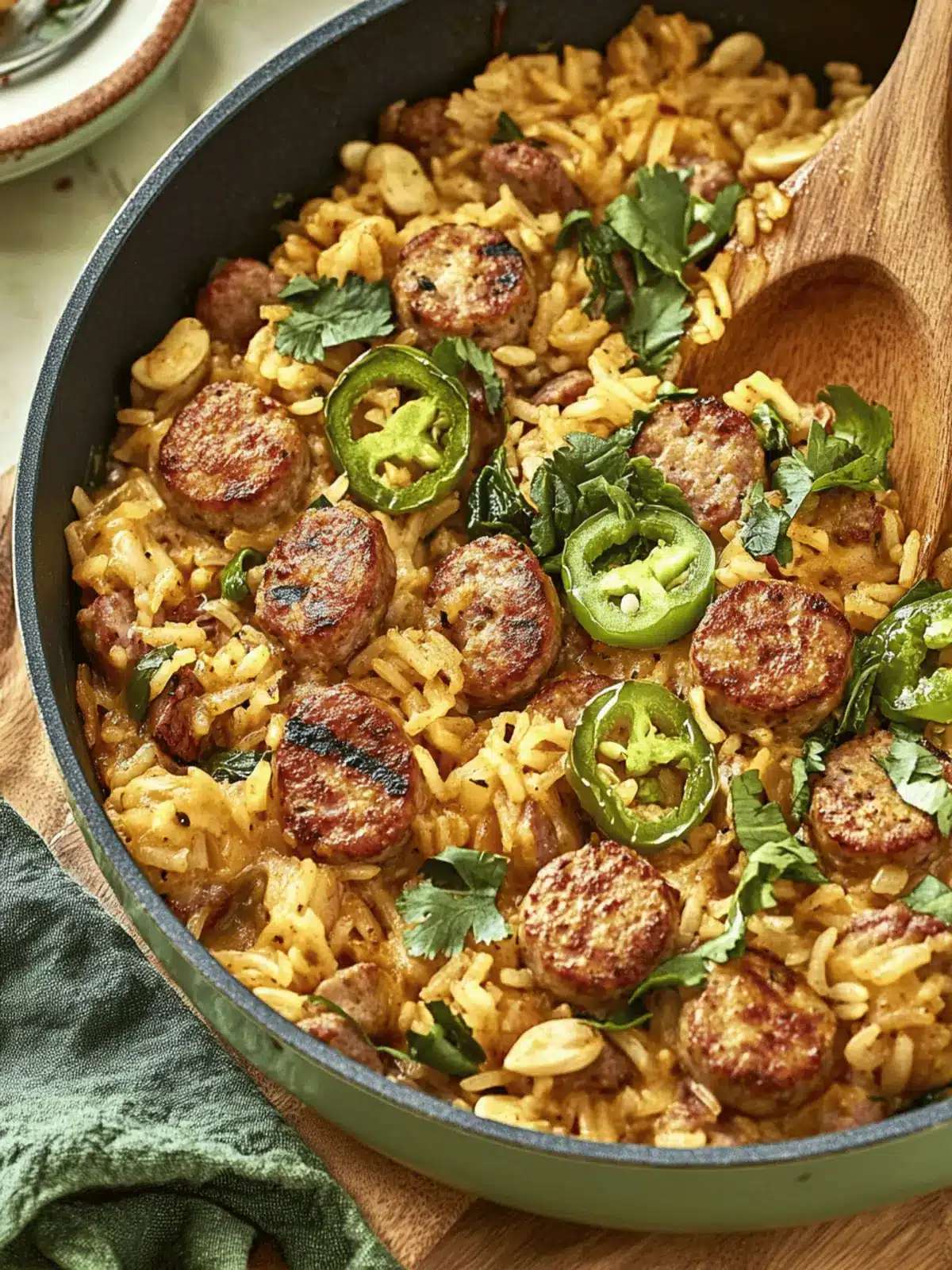 One Pan Cheddar Jalapeño Sausage & Rice Skillet Delights 2 One Pan Cheddar Jalapeño Sausage & Rice Skillet