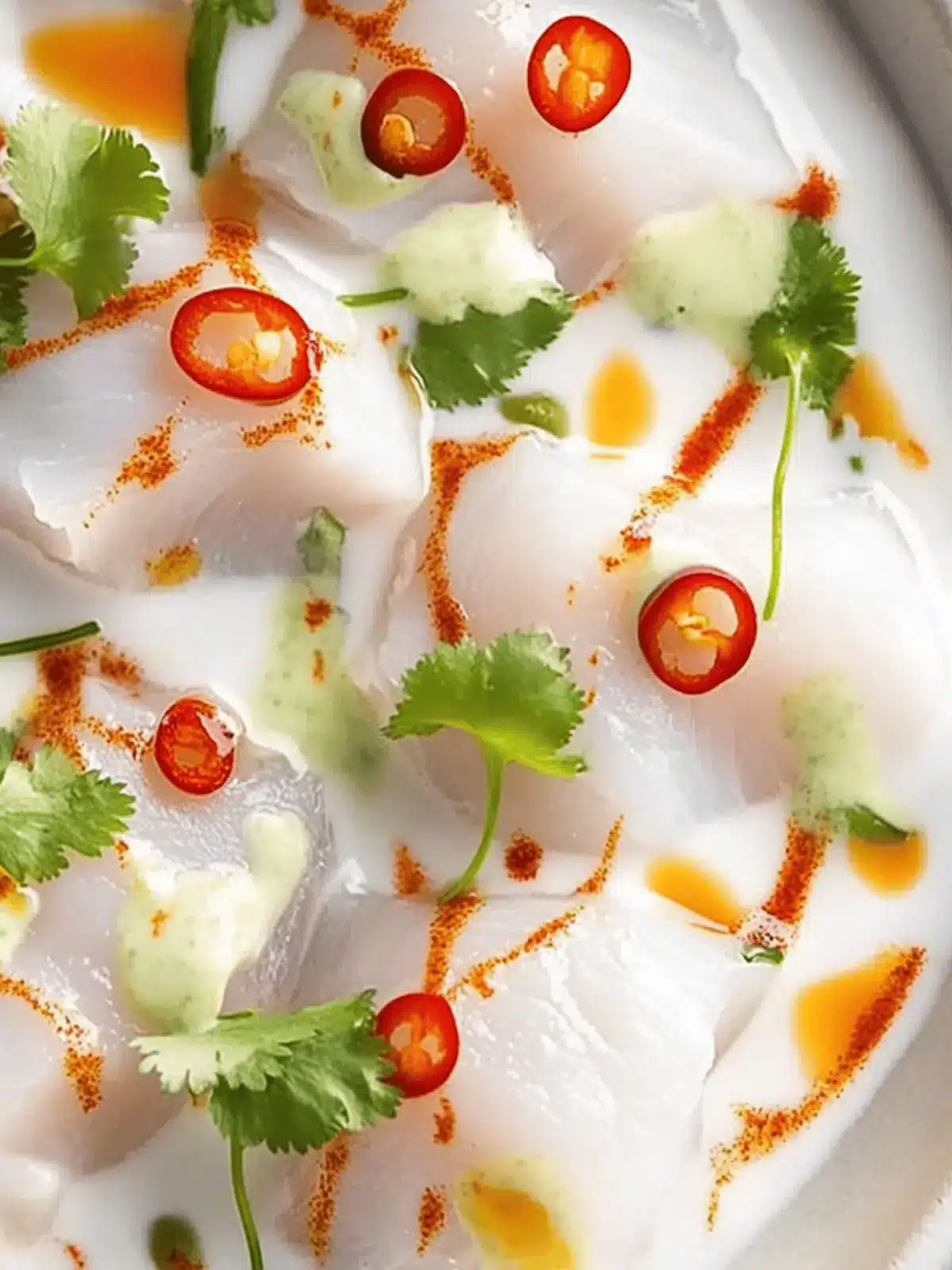 Savory Kingfish Ceviche with Coconut Milk & Chilli Oil Delight 4 Kingfish Ceviche with Coconut Milk & Chilli Oil