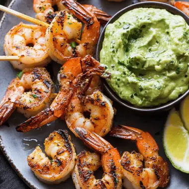 Cajun Butter Garlic Grilled Shrimp with Zesty Avocado Dip 9 Cajun Butter Garlic Grilled Shrimp with Cilantro Lime Avocado Sauce