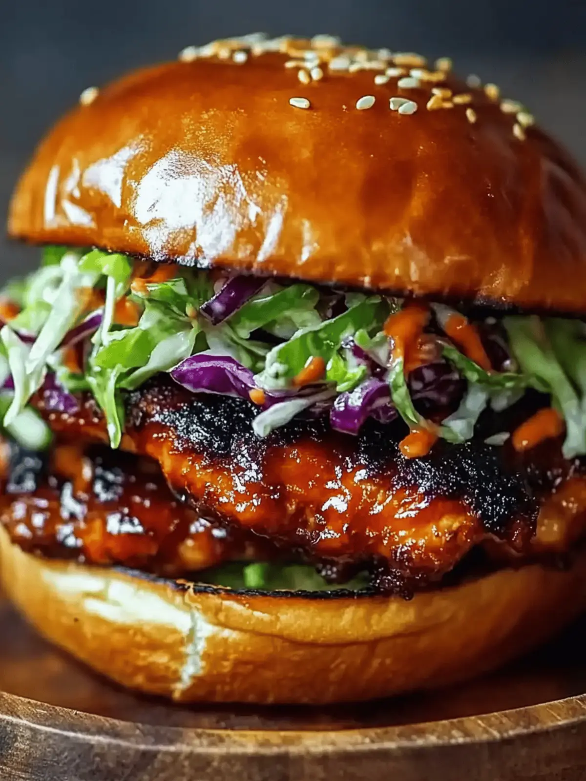 Savory Spicy Korean BBQ Chicken Sandwich with Crispy Slaw 2 Spicy Korean BBQ Chicken Sandwich with Crispy Slaw