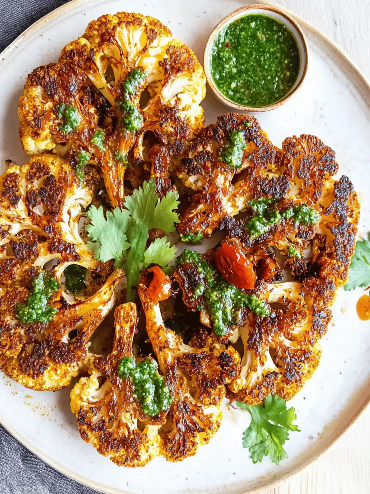 Cajun Roasted Cauliflower Steaks with Zesty Chimichurri Sauce 3 Cajun Roasted Cauliflower Steaks with Chimichurri