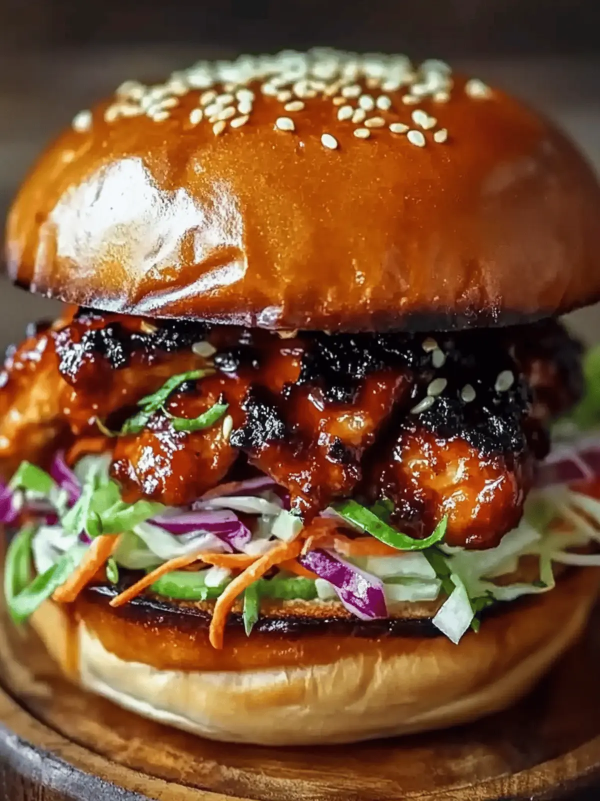Savory Spicy Korean BBQ Chicken Sandwich with Crispy Slaw 3 Spicy Korean BBQ Chicken Sandwich with Crispy Slaw