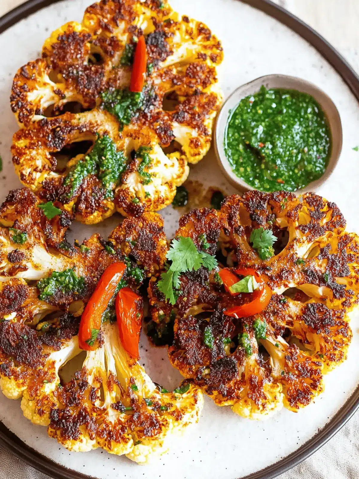 Cajun Roasted Cauliflower Steaks with Zesty Chimichurri Sauce 5 Cajun Roasted Cauliflower Steaks with Chimichurri