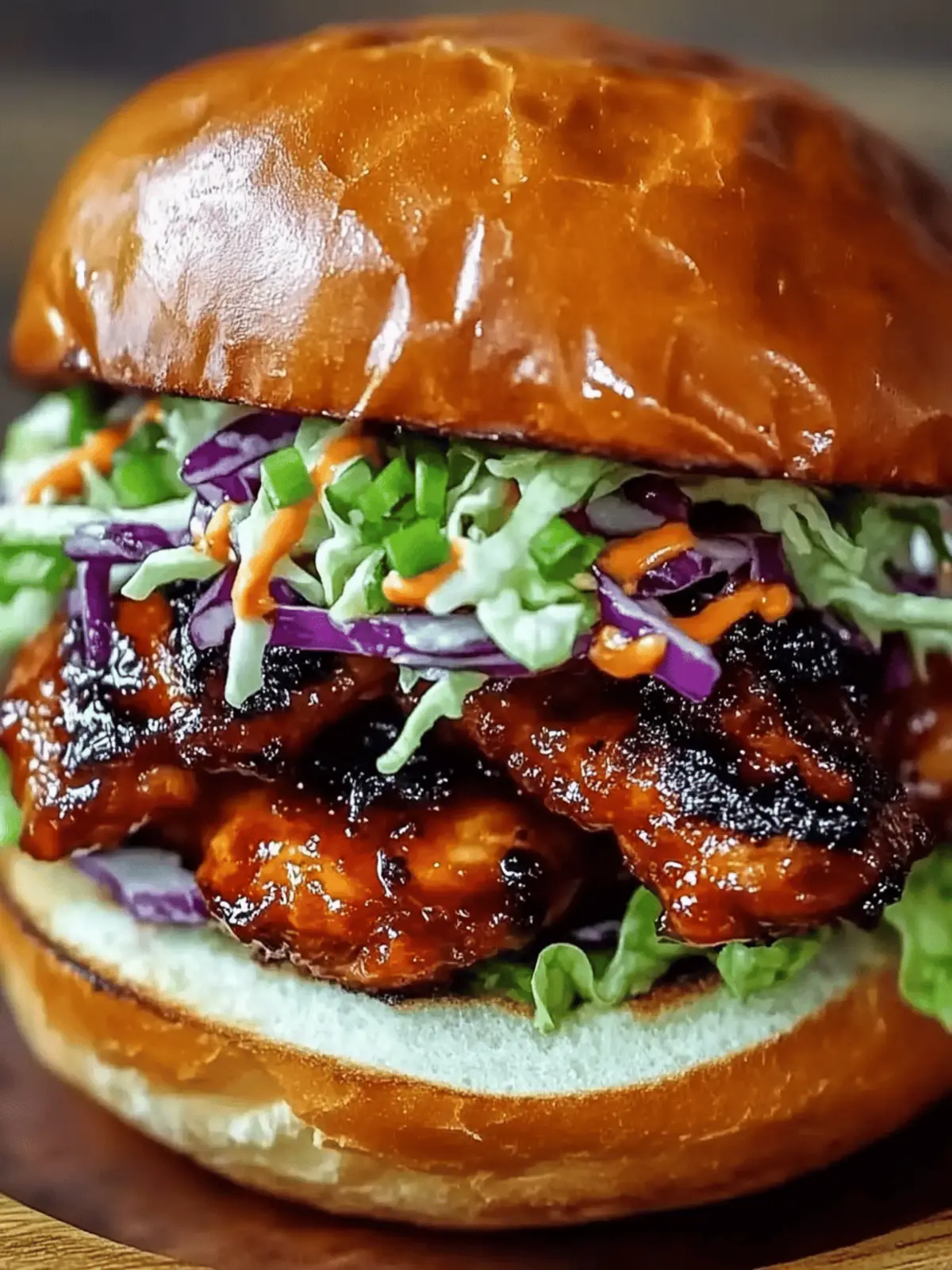 Savory Spicy Korean BBQ Chicken Sandwich with Crispy Slaw 5 Spicy Korean BBQ Chicken Sandwich with Crispy Slaw