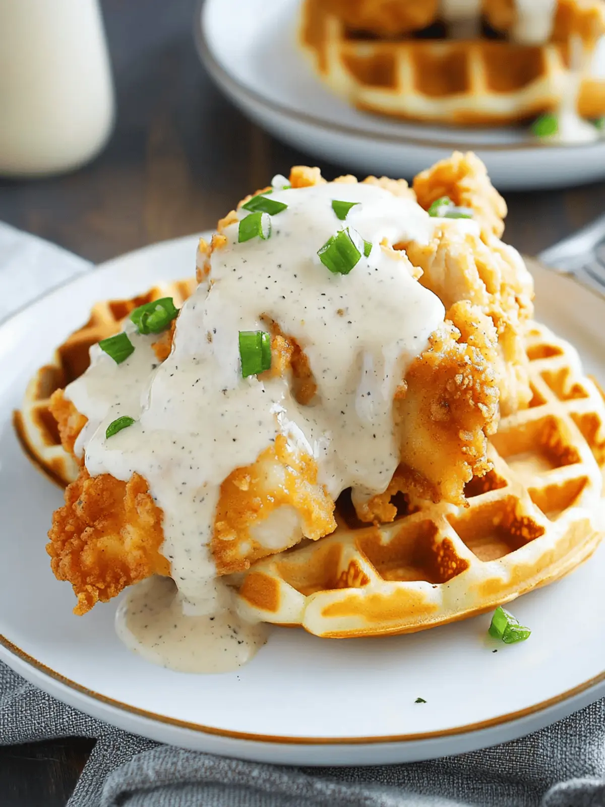 Oven-Fried Chicken with Waffles and White Gravy Delight 2 Oven-Fried Chicken with Waffles and White Gravy
