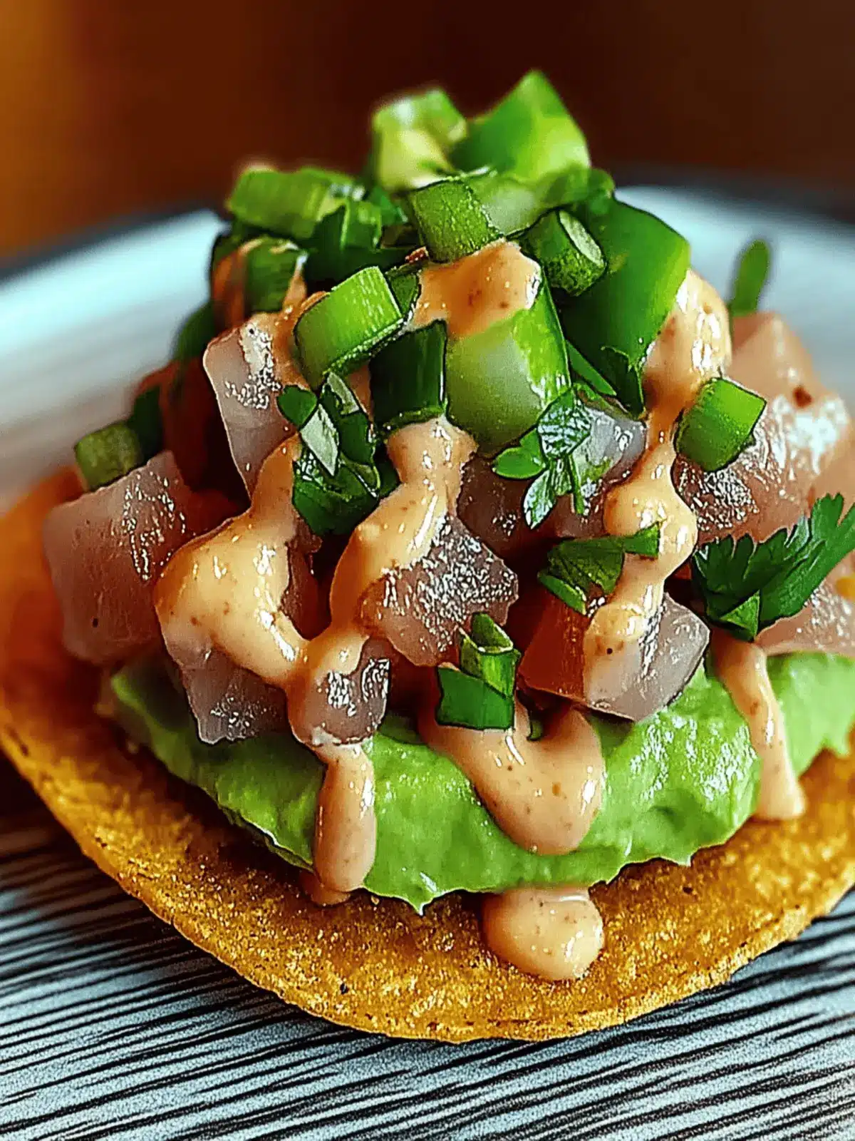 Delicious Spicy Tuna Tartare Tostada with Chipotle Mayo Bliss 5 Spicy Tuna Tartare Tostada with Chipotle Mayo