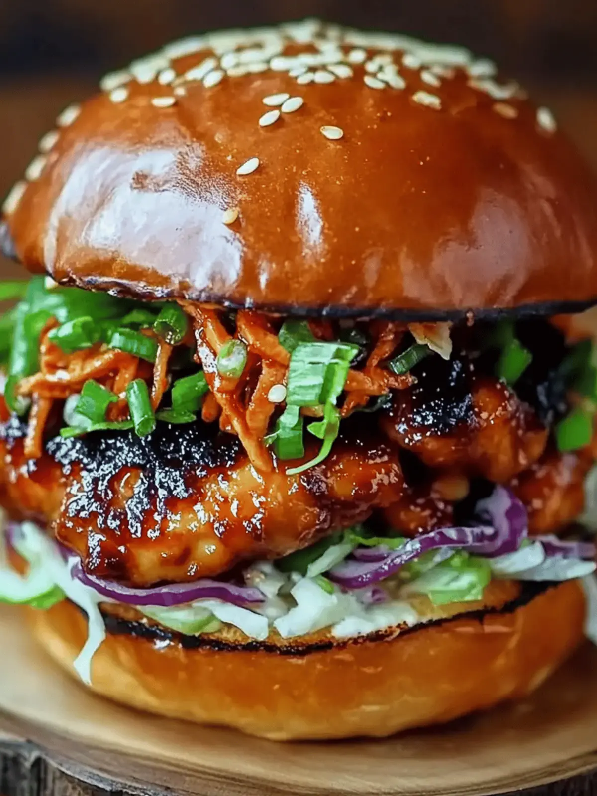 Savory Spicy Korean BBQ Chicken Sandwich with Crispy Slaw 4 Spicy Korean BBQ Chicken Sandwich with Crispy Slaw