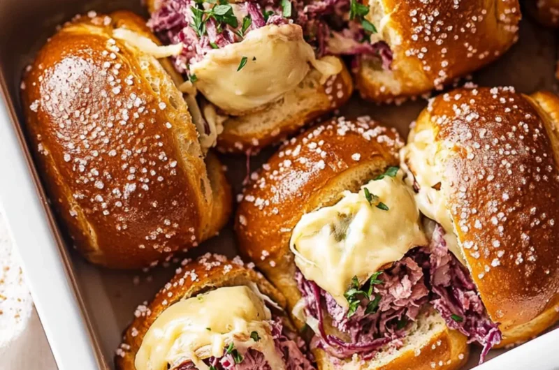Easy Reuben Pretzel Sliders