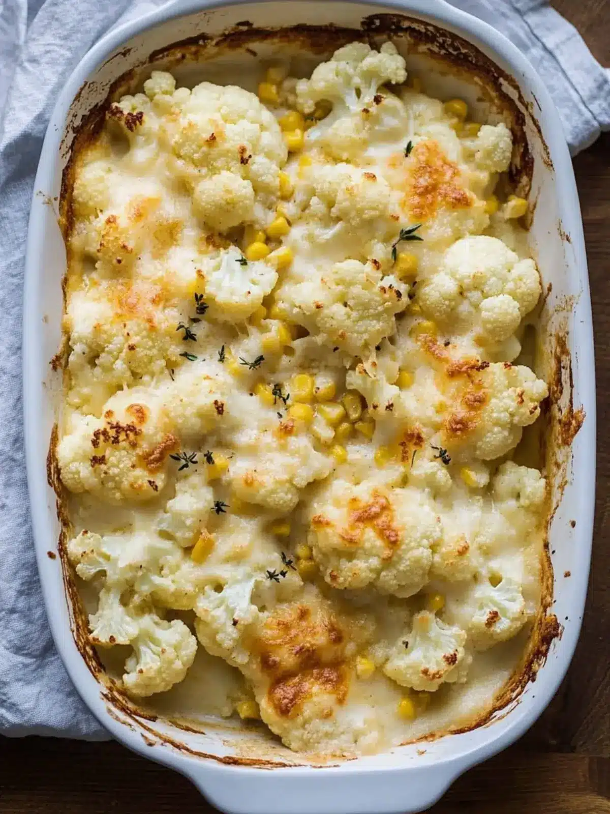 Cheesy Cauliflower Casserole with Corn: Comfort Food Delight 3 Cauliflower Casserole with Cheddar Cheese & Corn