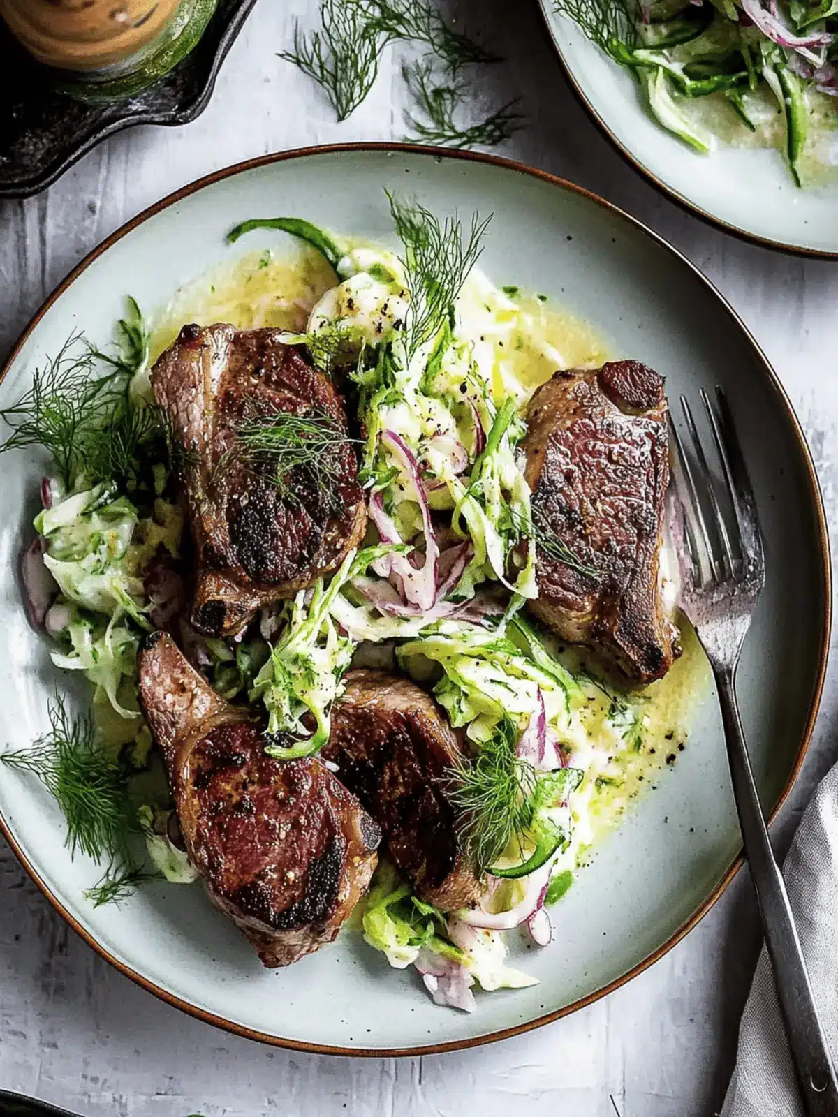 Tender Lamb Chops with Fennel Slaw & Spiced Yogurt Delight 5 Lamb Chops with Fennel Slaw & Spiced Yogurt