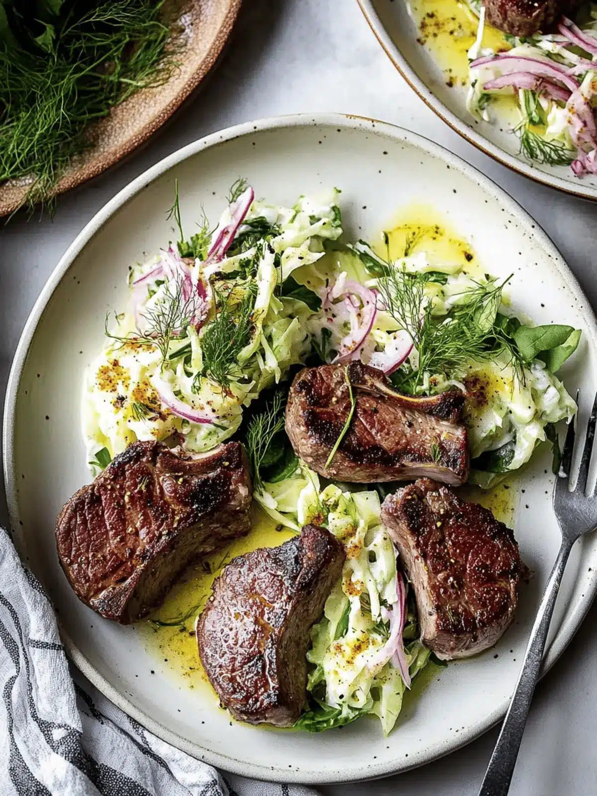 Tender Lamb Chops with Fennel Slaw & Spiced Yogurt Delight 3 Lamb Chops with Fennel Slaw & Spiced Yogurt