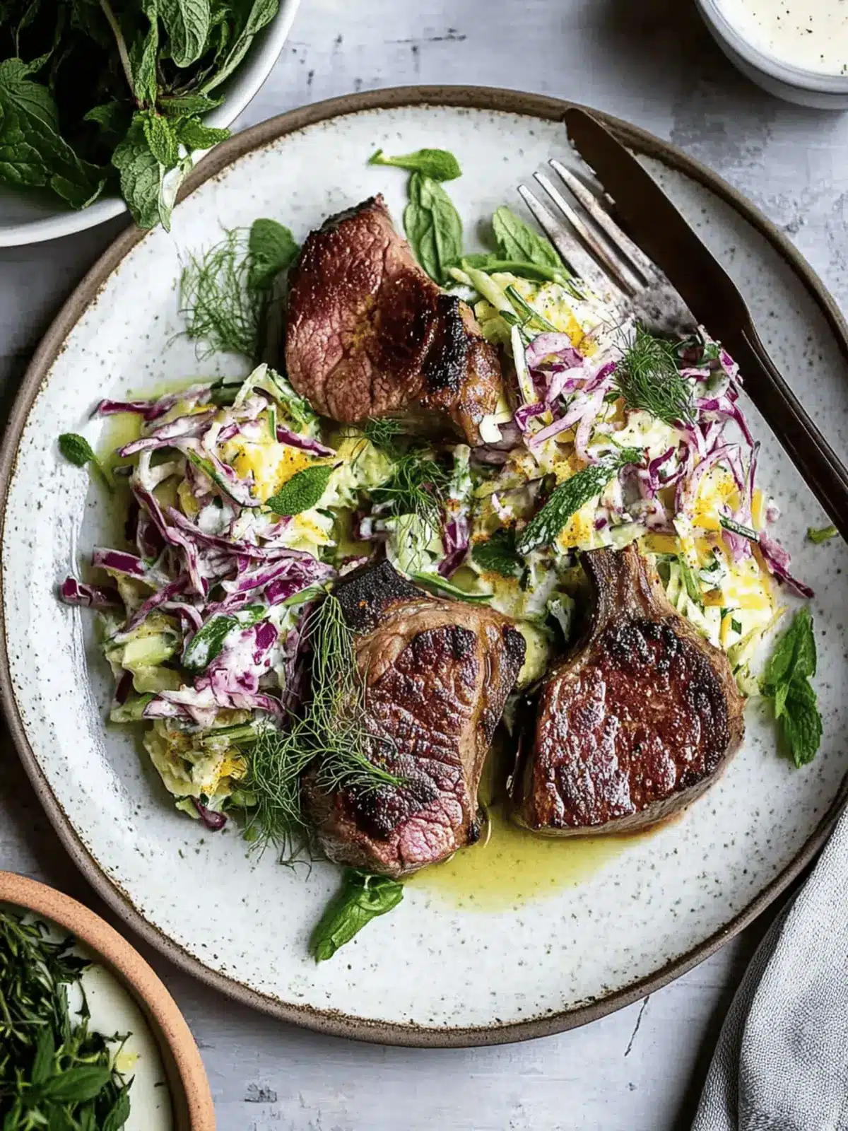 Tender Lamb Chops with Fennel Slaw & Spiced Yogurt Delight 4 Lamb Chops with Fennel Slaw & Spiced Yogurt