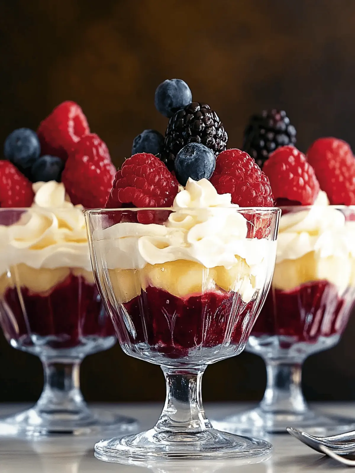 Irresistible Mini Trifles with Fresh Fruits and Cream Delight 3 Mini Trifles with Fresh Fruits and Cream