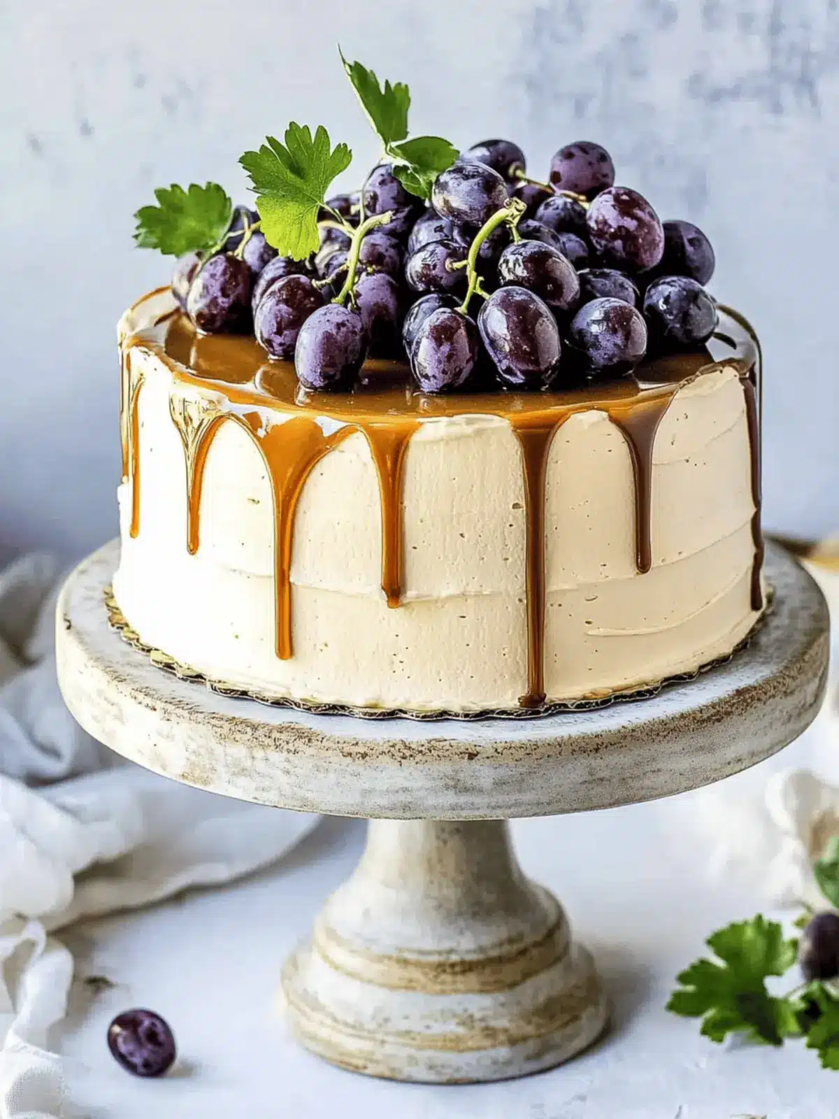 Delicious Grape Cake with Balsamic Caramel Buttercream 2 Grape Cake with Balsamic Caramel Swiss Meringue Buttercream