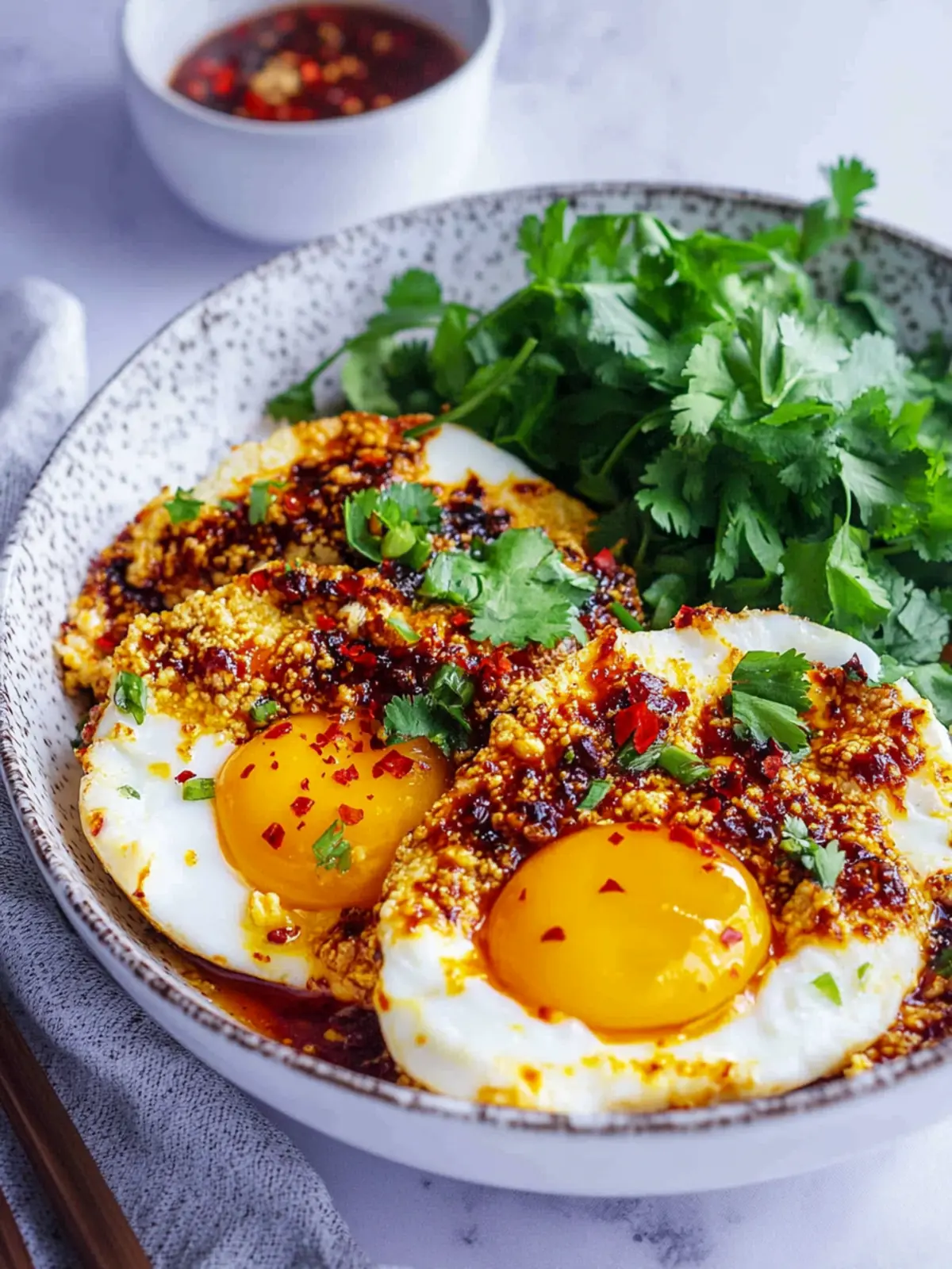 Savor the Flavor: Crispy Chili Oil Eggs Over Rice 2 Crispy Chili Oil Eggs