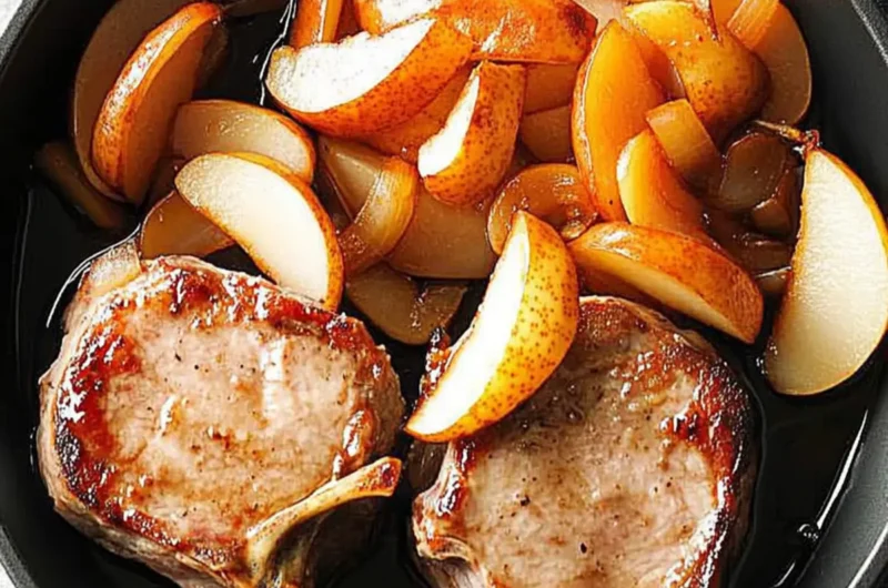 Glazed Smoked Chops with Pears