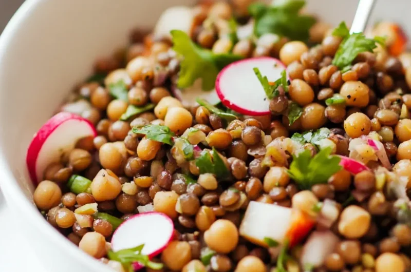Lemony Lentil and Chickpea Salad with Radish and Herbs