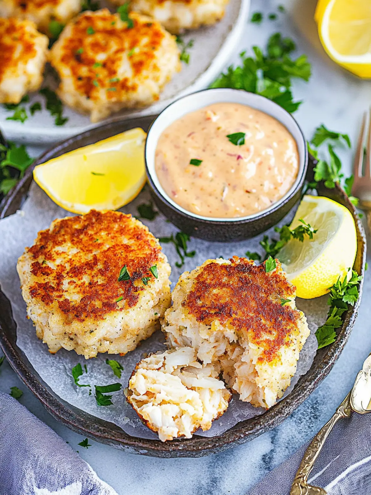 Crab Cakes with Remoulade Sauce: Irresistibly Fresh & Flavorful 3 Crab Cakes with Remoulade Sauce