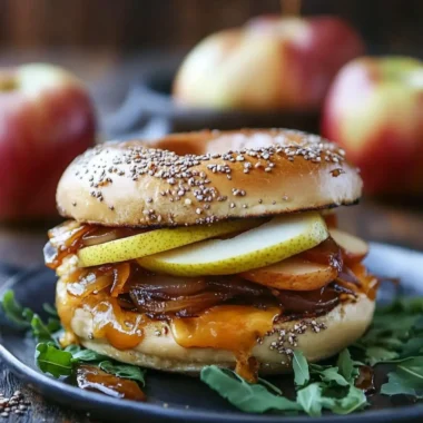 Pear Apple Cheddar Caramelized Onion Grilled Cheese Bagel Delight 9 Pear Apple Cheddar Caramelized Onion Grilled Cheese Bagel Sandwich