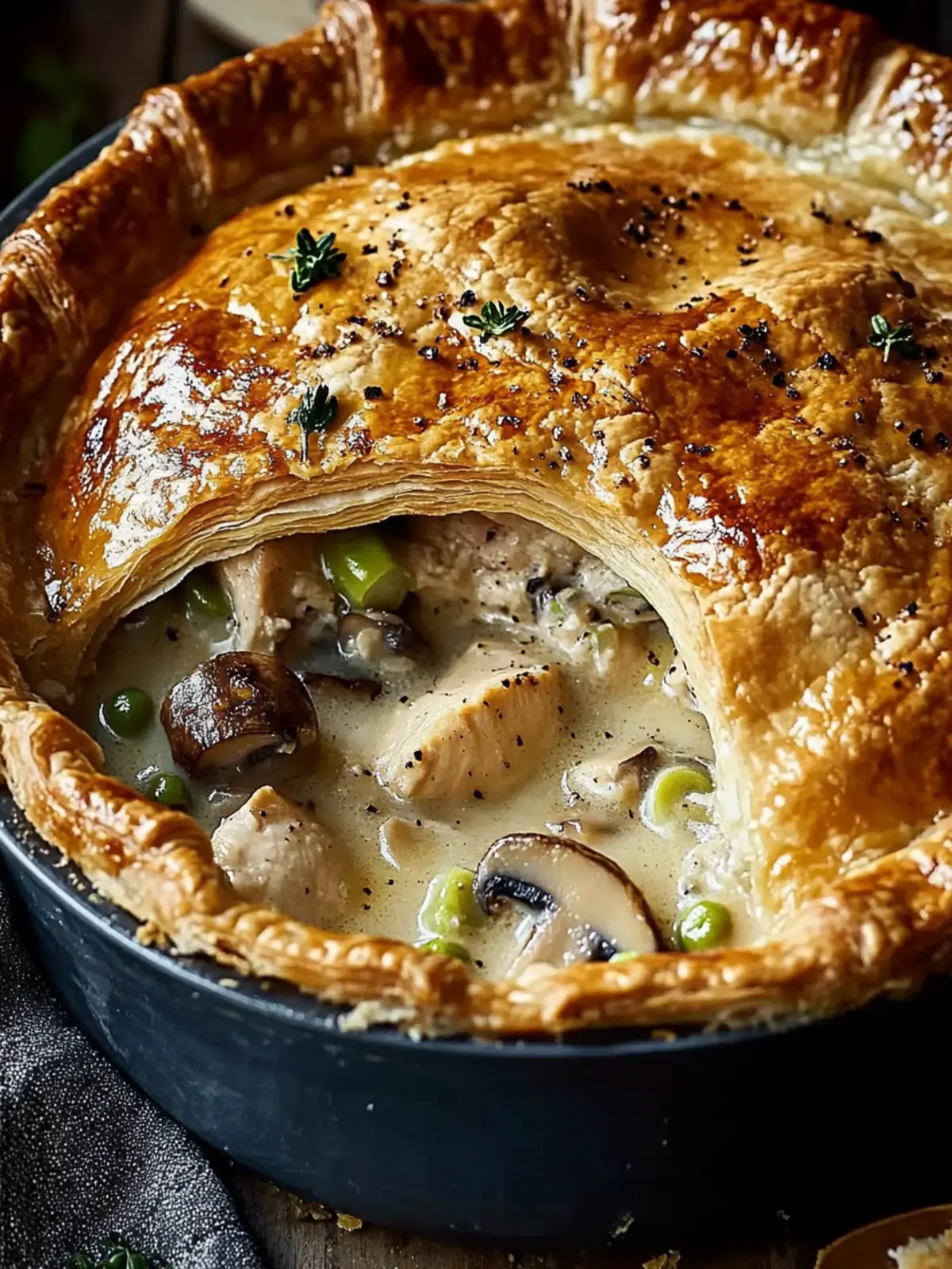 Creamy Chicken Mushroom and Leek Puff Pastry Pie Delight 4 Creamy Chicken Mushroom and Leek Puff Pastry Pie