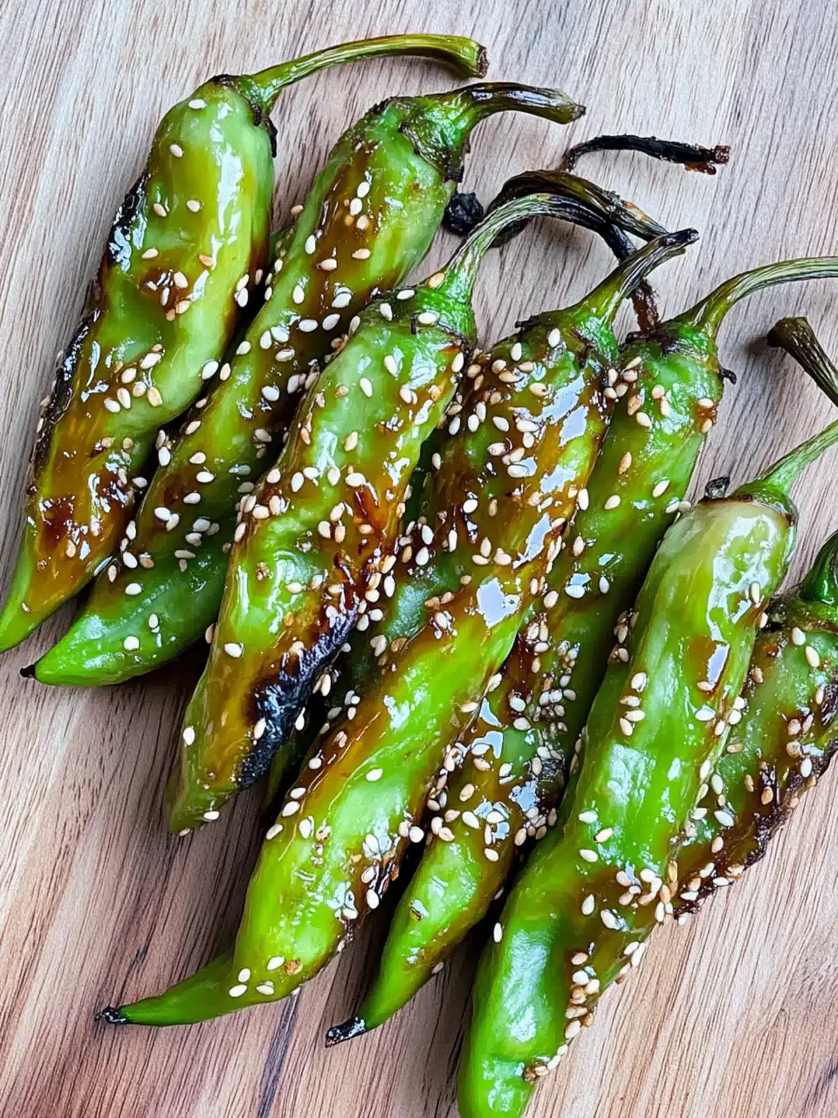 Grilled Shishito Peppers with Toasted Sesame Glaze Bliss 5 Shishito Peppers with Toasted Sesame Glaze