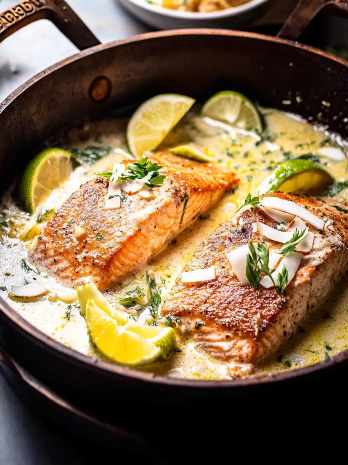 Baked One Pan Garlic Butter Coconut Salmon with Zesty Salsa 2 Baked One Pan Garlic Butter Coconut Salmon