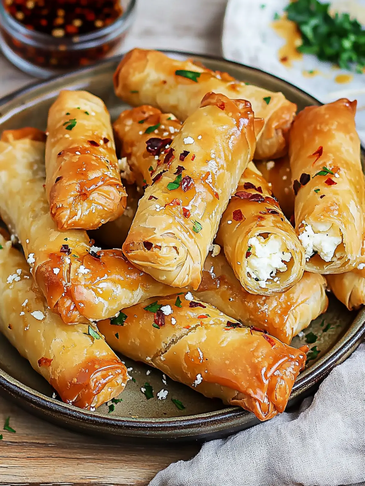 Irresistible Flaky Chili Honey Feta Rolls Appetizer Recipe 4 Flaky Chili Honey Feta Rolls Appetizer