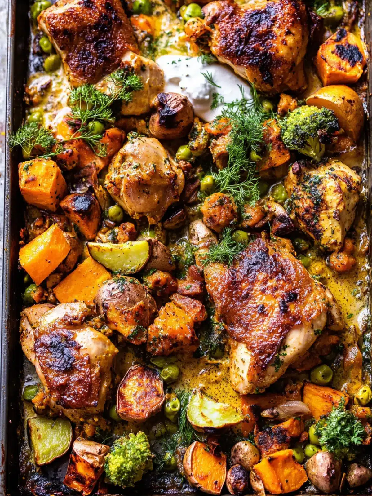 Savory Sheet Pan Curry Butter Chicken with Sweet Potatoes 5 Sheet Pan Curry Butter Chicken with Sweet Potatoes and Tahini