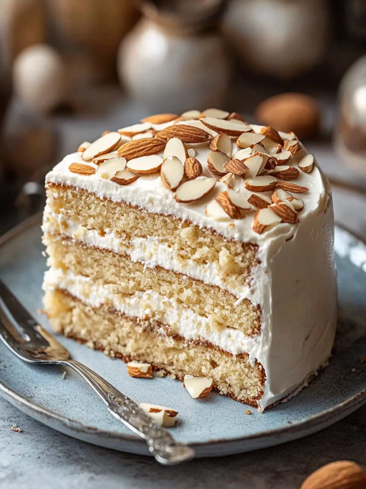 Ultimate Moist Almond Cream Cake with Fluffy Frosting