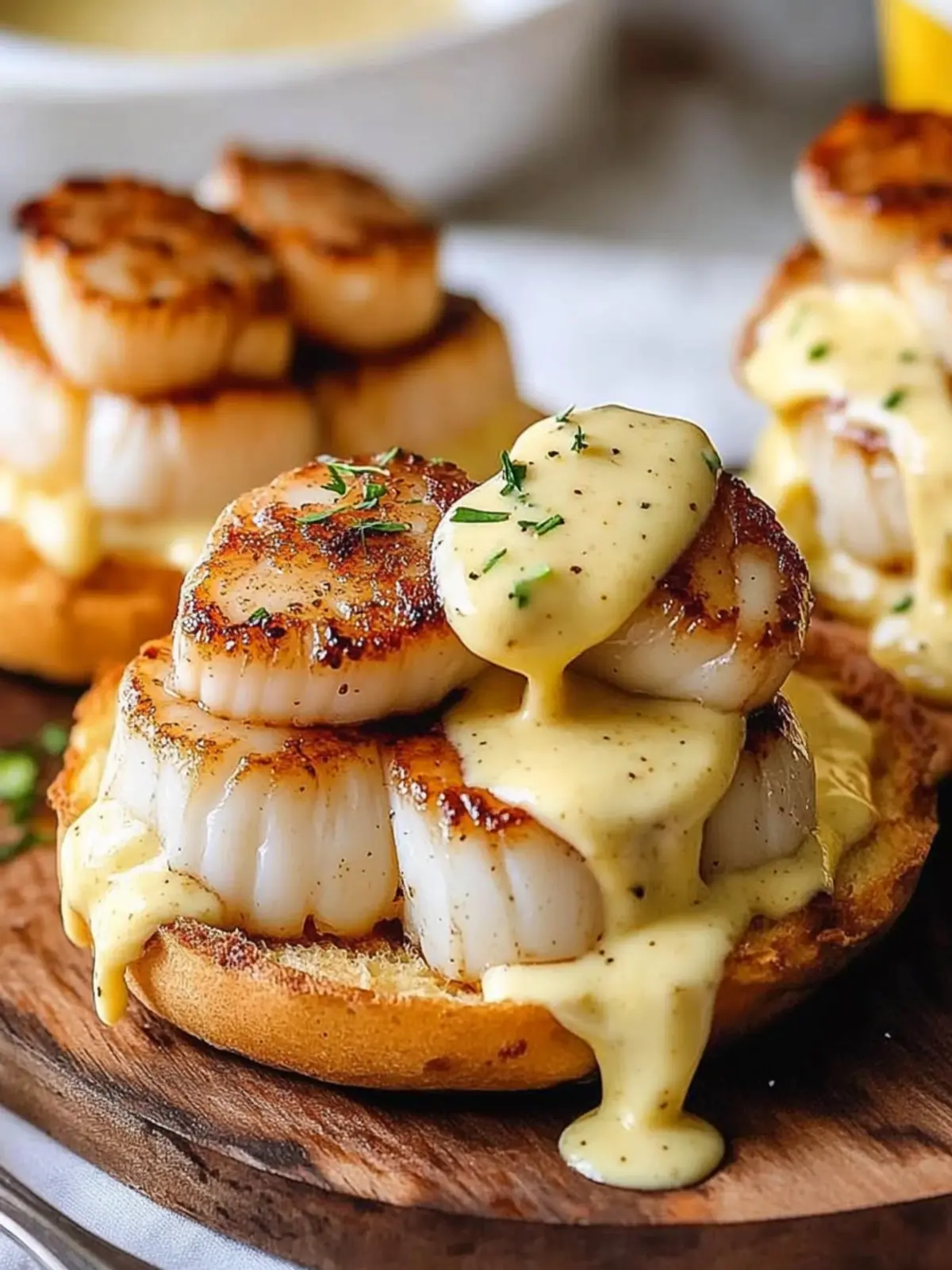 Savory Scallops Benedict with Brown Butter Hollandaise Magic 2 Scallops Benedict with Brown Butter Hollandaise