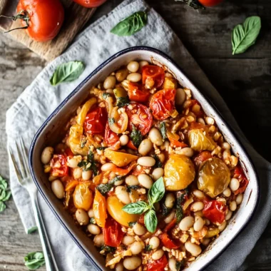 Roast Pepper, Tomato & Caramelised Onion White Bean Bake Bliss 9 Roast Pepper, Tomato & Caramelised Onion White Bean Bake