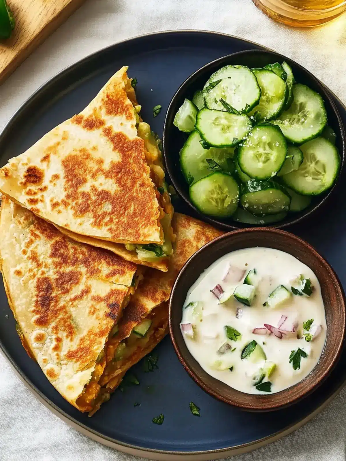 Irresistible Samosa-dillas with Cucumber Salad – Easy Recipe