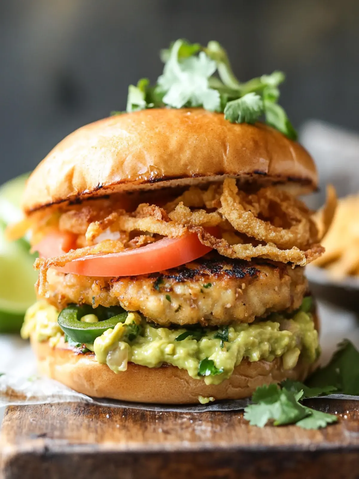 Spice Up Dinner: Jalapeño Cheddar Guacamole Turkey Burgers 3 Jalapeño Cheddar Guacamole Turkey Burgers with Crispy Onions