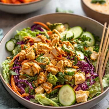 Spicy Bang Bang Chicken Salad with Crunchy Veggies Delight 10 Spicy Bang Bang Chicken Salad with Crunchy Veggies & Chili Crisp Tahini Dressing