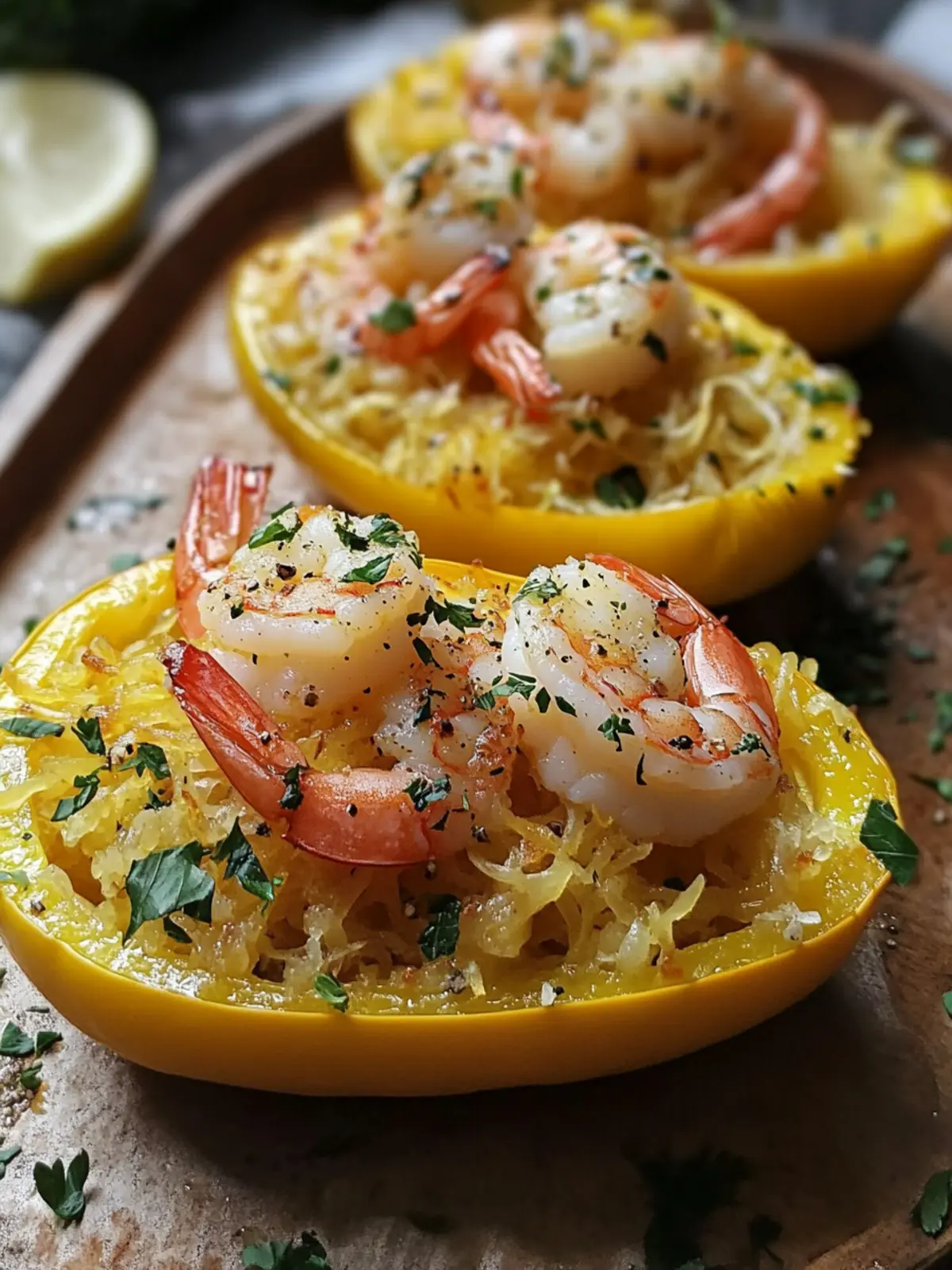 Healthy Shrimp Scampi Stuffed Spaghetti Squash Shells Delight 3 Healthy Shrimp Scampi Stuffed Spaghetti Squash Shells