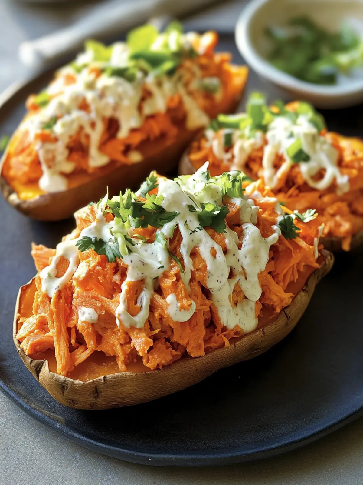 Buffalo Chicken Stuffed Sweet Potatoes with Ranch Slaw Delight 4 Buffalo Chicken Stuffed Sweet Potatoes with Ranch Slaw